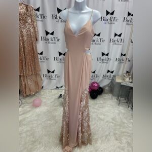 Pink Ruched Tiered Prom Gown